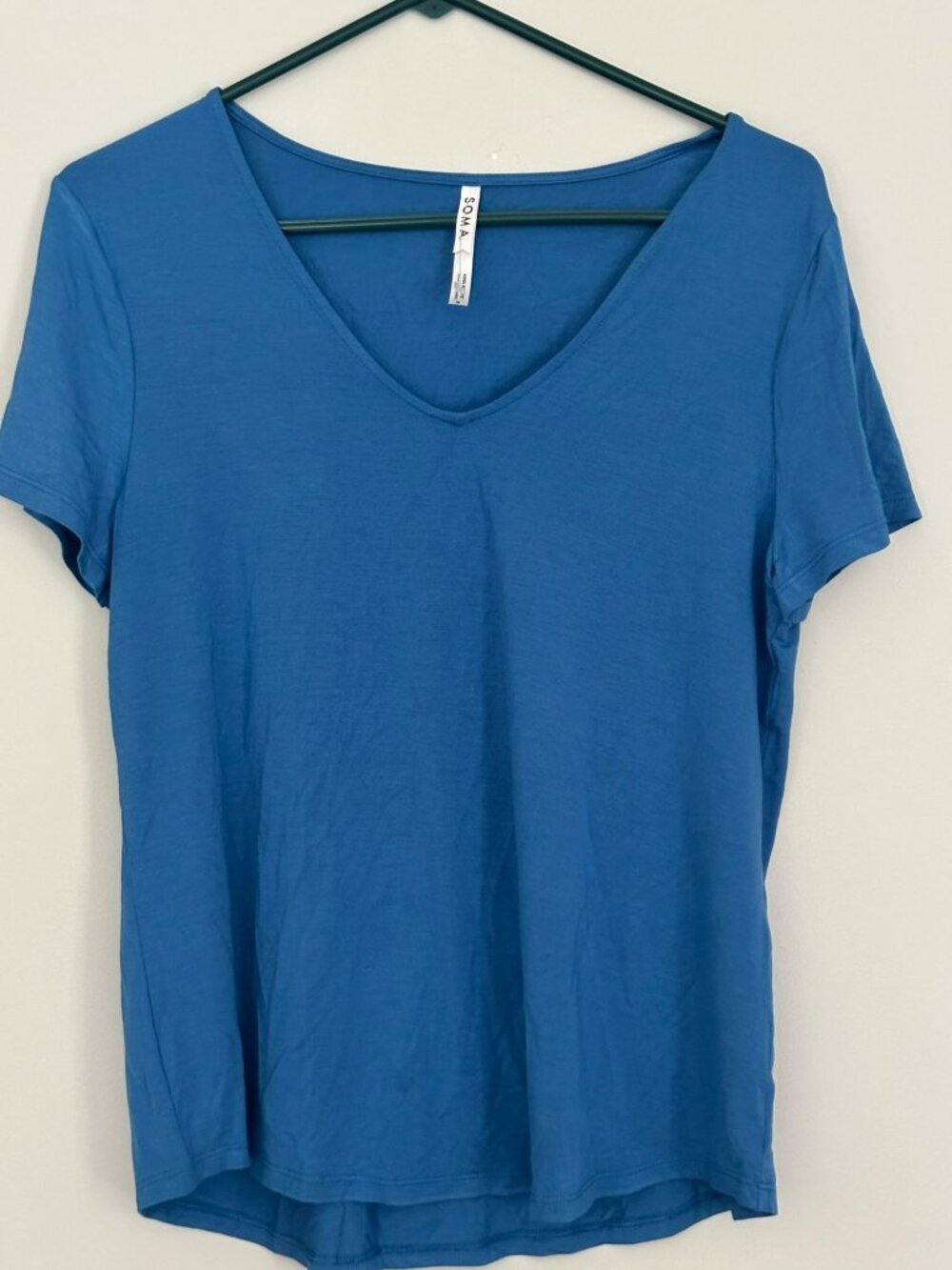 NWOT Soma Blue V-Neck Short Sleeve Womens Cool Nights Pajama T-Shirt Size S